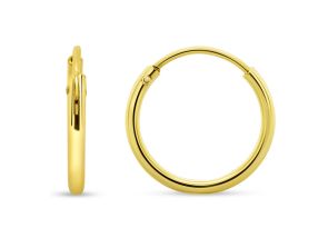 12MM Endless Hoop Earrings in 14K Yellow Gold (0.40 g) Over Sterling Silver by SuperJeweler