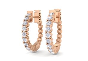 1/2 Carat Diamond Hoop Earrings in 14K Rose Gold (4.60 g), 1/2 Inch,  by SuperJeweler