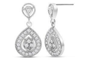 1/2 Carat Diamond Drop Earrings in 14K White Gold (4.2 g), 1 Inch (, I2) by SuperJeweler