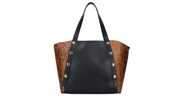 Dámska kožená kabelka Ripani Alessia – hnedo-čierna
