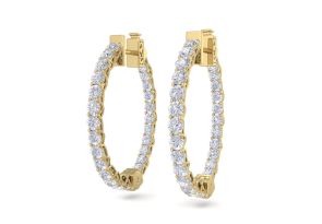 3 Carat Diamond Hoop Earrings in 14K Yellow Gold (7 g), 3/4 Inch,  by SuperJeweler