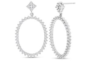 1 Carat Diamond Drop Earrings in 14K White Gold (4.5 g), 1.25 Inches (, I2) by SuperJeweler