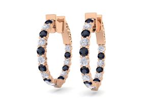 2 Carat Sapphire & Diamond Hoop Earrings in 14K Rose Gold (5.60 g), 3/4 Inch,  by SuperJeweler
