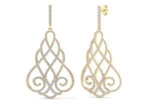 2 1/3 Carat Diamond Chandelier Earrings in 14K Yellow Gold (10 g), 2 Inches (, I2) by SuperJeweler