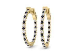 1 Carat Sapphire & Diamond Hoop Earrings in 14K Yellow Gold (4 g), 3/4 Inch,  by SuperJeweler