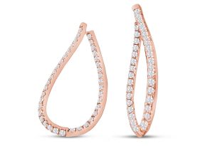 3 Carat Diamond Inside Out Twisted Earrings in 14K Rose Gold (7.9 g), 1.5 Inches ( Color, I1-I2 Clarity) by SuperJeweler