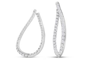 3 Carat Diamond Inside Out Twisted Earrings in 14K White Gold (7.9 g), 1.5 Inches ( Color, I1-I2 Clarity) by SuperJeweler