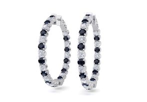 5 Carat Sapphire & Diamond Hoop Earrings in 14K White Gold (14 g), 1.5 Inches,  by SuperJeweler