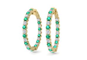 5 Carat Emerald Cut & Diamond Hoop Earrings in 14K Yellow Gold (14 g), 1.5 Inches,  by SuperJeweler