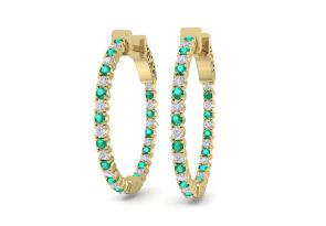 1 Carat Emerald Cut & Diamond Hoop Earrings in 14K Yellow Gold (4 g), 3/4 Inch,  by SuperJeweler