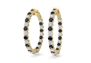 5 Carat Sapphire & Diamond Hoop Earrings in 14K Yellow Gold (14 g), 1.5 Inches,  by SuperJeweler