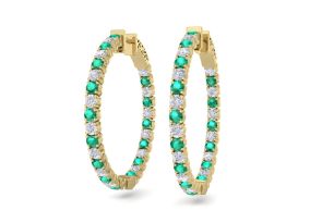 3 1/2 Carat Emerald Cut & Diamond Hoop Earrings in 14K Yellow Gold (12 g), 1 Inch,  by SuperJeweler