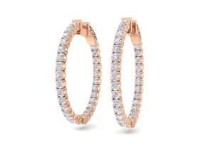 3 1/2 Carat Diamond Hoop Earrings in 14K Rose Gold (12 g), 1 Inch,  by SuperJeweler