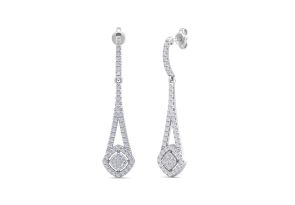 1 Carat Diamond Chandelier Earrings in 14K White Gold (3.6 g), 1.5 Inches (, I1) by SuperJeweler