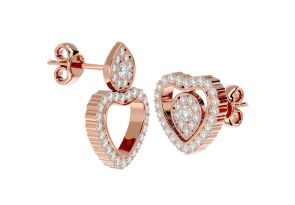 1/2 Carat Diamond Heart Shape Transformable Stud & Dangle Earrings in 14K Rose Gold (3.75 g) (G-H Color, SI1-SI2) by SuperJeweler