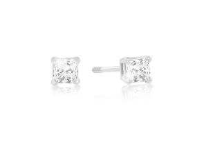 1/4 Carat Princess Cut Diamond Stud Earrings in 14k White Gold,  by SuperJeweler