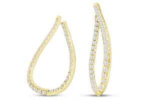 3 Carat Diamond Inside Out Twisted Earrings in 14K Yellow Gold (7.9 g), 1.5 Inches ( Color, I1-I2 Clarity) by SuperJeweler