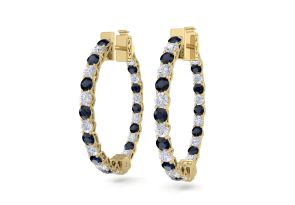 3 Carat Sapphire & Diamond Hoop Earrings in 14K Yellow Gold (7 g), 3/4 Inch,  by SuperJeweler