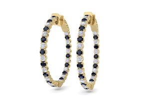 5 Carat Sapphire & Diamond Hoop Earrings in 14K Yellow Gold (14 g), 1.25 Inch,  by SuperJeweler