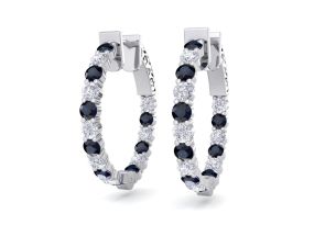 2 Carat Sapphire & Diamond Hoop Earrings in 14K White Gold (5.60 g), 3/4 Inch,  by SuperJeweler