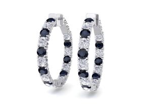 7 Carat Sapphire & Diamond Hoop Earrings in 14K White Gold (10 g), 1.25 Inch,  by SuperJeweler