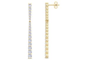 2 Carat Lab Grown Diamond Bar Earrings in 14K Yellow Gold (3.9 g) (G-H Color, VS2) by SuperJeweler