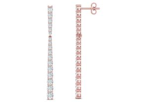 2 Carat Lab Grown Diamond Bar Earrings in 14K Rose Gold (3.9 g) (G-H Color, VS2) by SuperJeweler