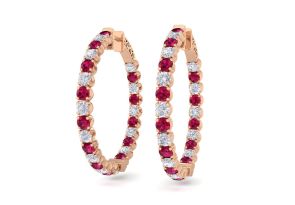 5 Carat Ruby & Diamond Hoop Earrings in 14K Rose Gold (14 g), 1.5 Inches,  by SuperJeweler