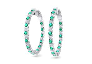 3 1/2 Carat Emerald Cut & Diamond Hoop Earrings in 14K White Gold (12 g), 1 Inch,  by SuperJeweler