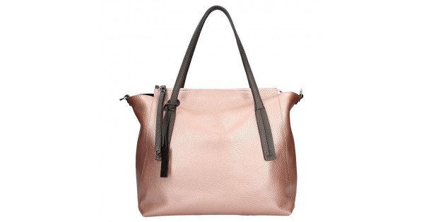 Dámska kožená kabelka Facebag Aurora – metalická ružová
