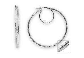 Fine Italian Sterling Silver Diamond Cut Double Hoop Earrings, 1.5 Inches by SuperJeweler