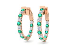2 Carat Emerald Cut & Diamond Hoop Earrings in 14K Rose Gold (5.60 g), 3/4 Inch,  by SuperJeweler