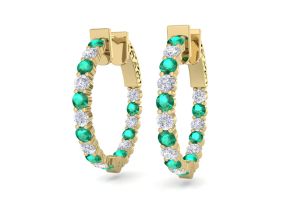 2 Carat Emerald Cut & Diamond Hoop Earrings in 14K Yellow Gold (5.60 g), 3/4 Inch,  by SuperJeweler