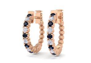 1/2 Carat Sapphire & Diamond Hoop Earrings in 14K Rose Gold (4.60 g), 1/2 Inch,  by SuperJeweler