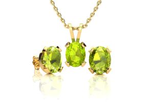 3 Carat Oval Shape Peridot Necklace & Earring Set in 14K Yellow Gold Over Sterling Silver by SuperJeweler