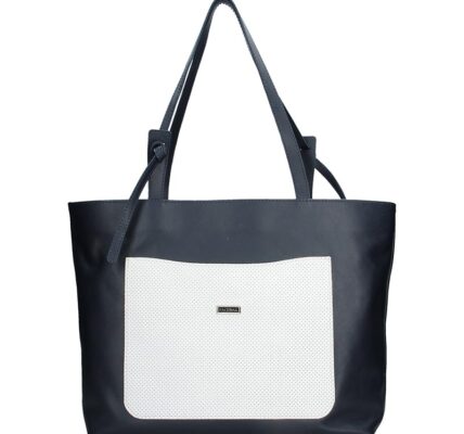 Dámska kožená kabelka Facebag Tera – modro-biela