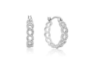 Infinity Diamond Hoop Earrings, Platinum Overlay, 3/4 Inch,  by SuperJeweler
