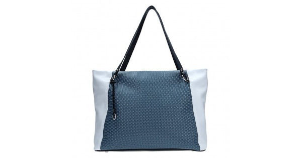 Dámska kožená kabelka Facebag Joana – modro-biela