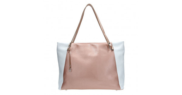 Dámska kožená kabelka Facebag Joana – ružovo-biela
