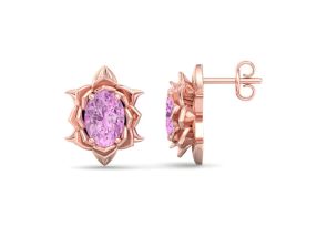 2 Carat Oval Shape Pink Topaz Ornate Stud Earrings in 14K Rose Gold (3.5 g) by SuperJeweler