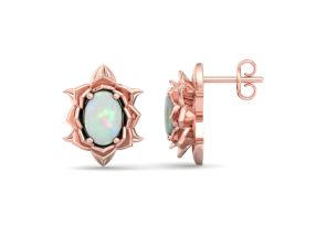 1.5 Carat Oval Shape Opal Ornate Stud Earrings in 14K Rose Gold (3.5 g) by SuperJeweler
