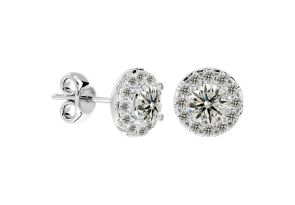 1 Carat Halo Diamond Stud Earrings in 14K White Gold (1.5 g) (, I1-I2) by SuperJeweler