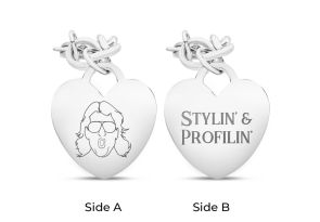 „Stylinâ & Profilinâ“ Ladies Dangling Single Heart Charm Bracelet in Stainless Steel w/ Free Custom Engraving, Nature Boy Fan Collection by