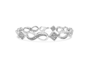 1/10 Carat Diamond Infinity Bracelet in Platinum Overlay, 7 Inches (, I2) by SuperJeweler