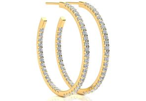 14K Yellow Gold (6.70 g) 2 Carat Diamond Three Quarter Hoop Earrings (, SI2-I1) by SuperJeweler
