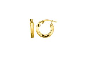 14K White Gold (1.85 g) Polish Finished 20mm Grooved Hoop Earrings w/ Hidden Snap Backs by SuperJeweler