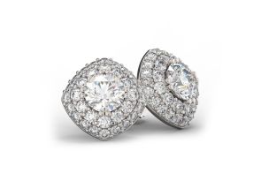 14K White Gold (4 g) 3 Carat Diamond Cushion Cut Halo Stud Earrings,  by SuperJeweler