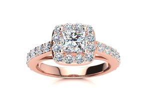2 Carat Princess Cut Halo Diamond Engagement Ring Crafted in 14K Rose Gold (5.9 g),  by SuperJeweler