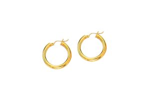 14K Yellow Gold (1.18 g) Polish Finished 20mm Hoop Earrings w/ Hinge w/ Notched Closure by SuperJeweler