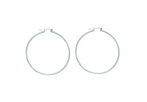 14K White Gold (2.05 g) Polish Finished 45mm Hoop Earrings w/ Hinge w/ Notched Closure by SuperJeweler